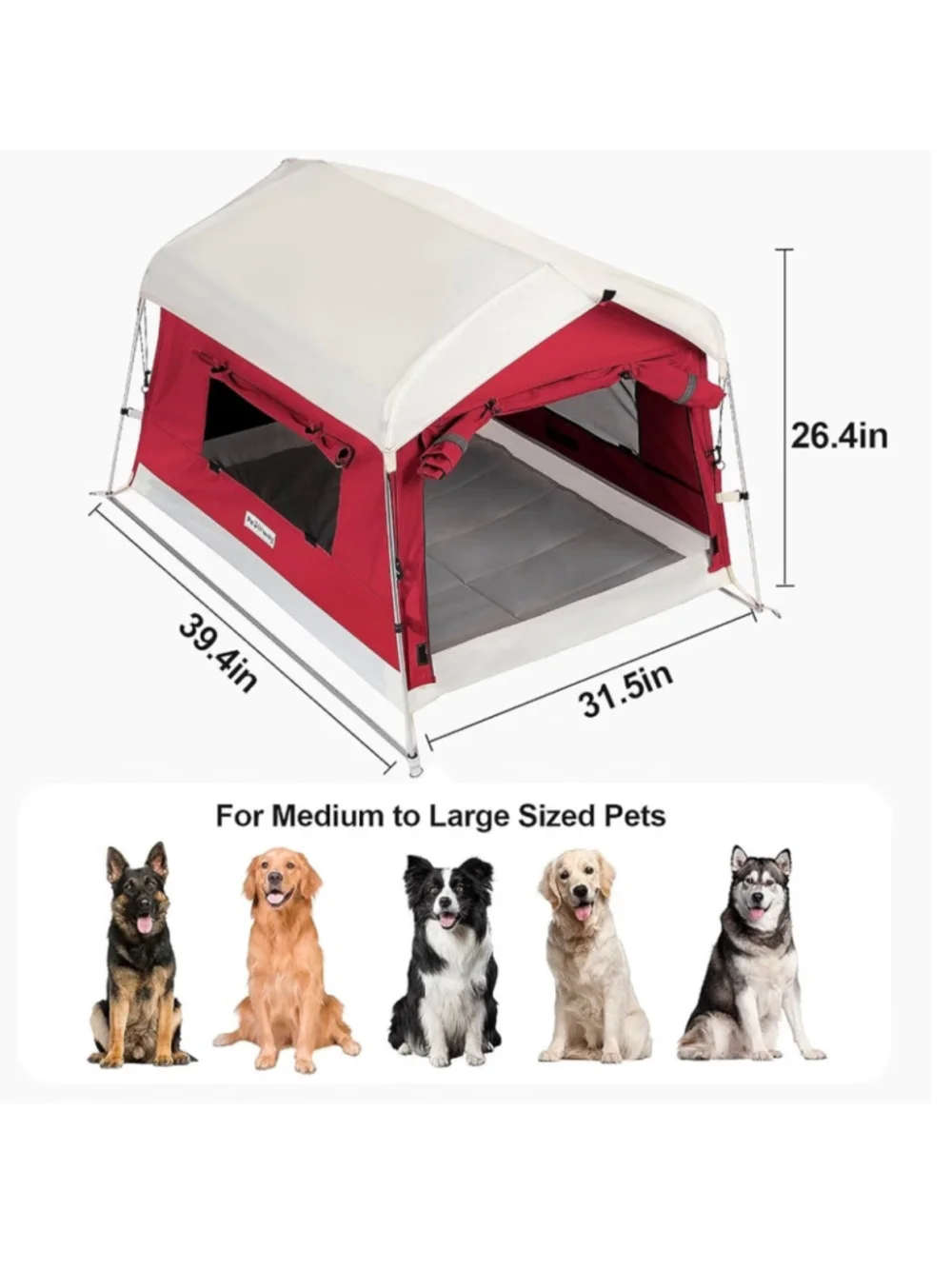 NEW Dog Tent Cotton Fabric Aluminum Poles Camping Mat Cooling Weatherproof Large